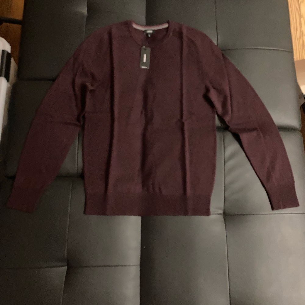 Men’s African Violet Merino Wool Sweater - Crew Neck, Extra Small, Lightweight
